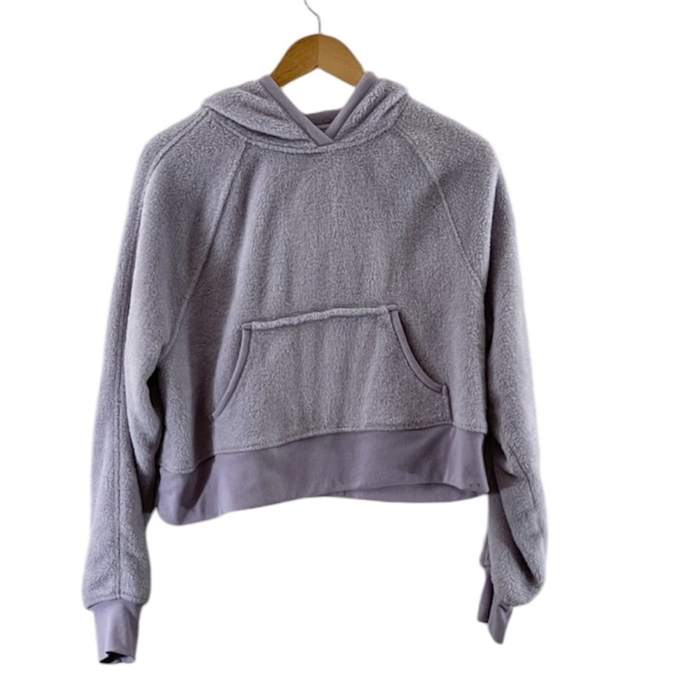 Arizona Jean Co. Cozy Teddy Cropped Fleece Purple Hoodie